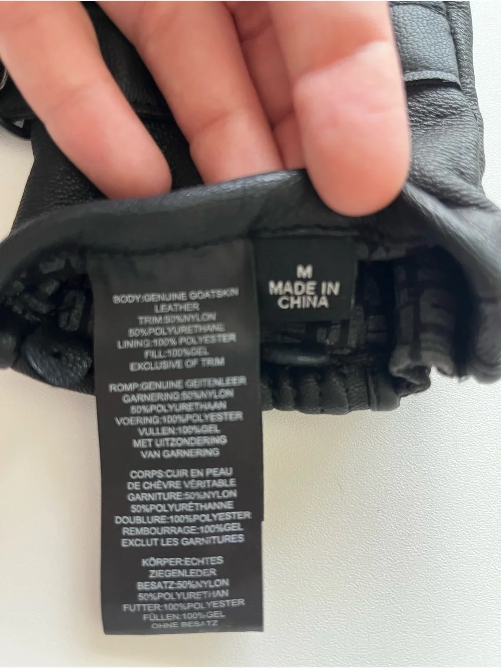 Black Leather Riding Gloves with Zipper Closure size Medium